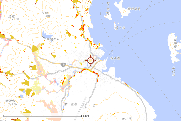 五島市周辺のハザード重ね図