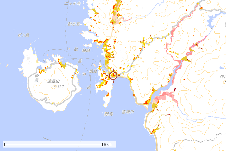 西海市周辺のハザード重ね図