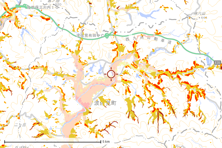 波佐見町周辺のハザード重ね図