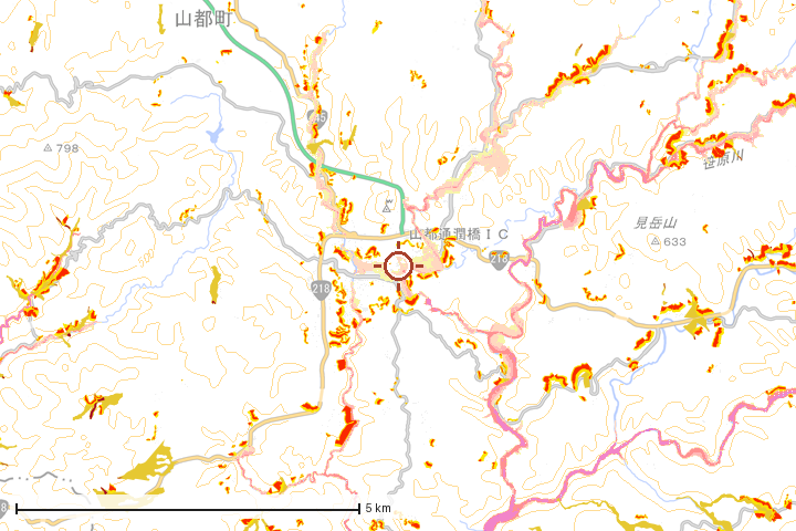 山都町周辺のハザード重ね図