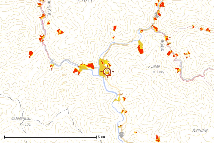 五木村周辺のハザード重ね図