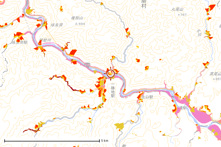 球磨村周辺のハザード重ね図