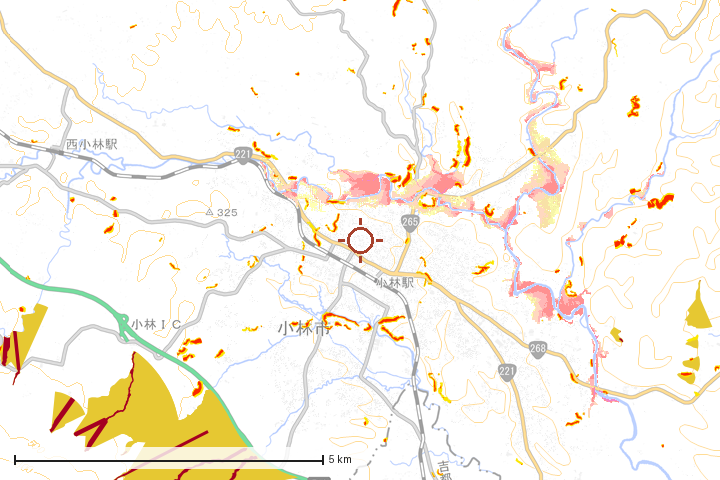 小林市周辺のハザード重ね図