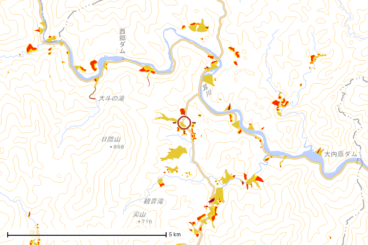 美郷町周辺のハザード重ね図
