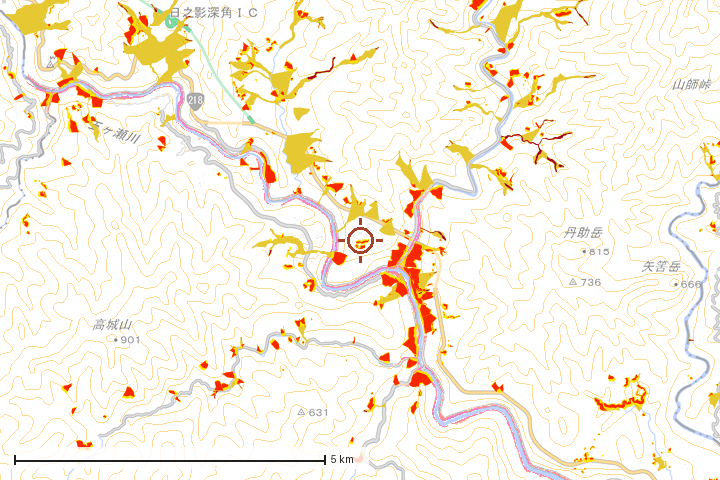 日之影町周辺のハザード重ね図