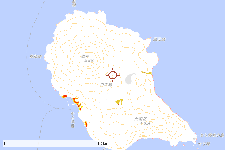 十島村周辺のハザード重ね図