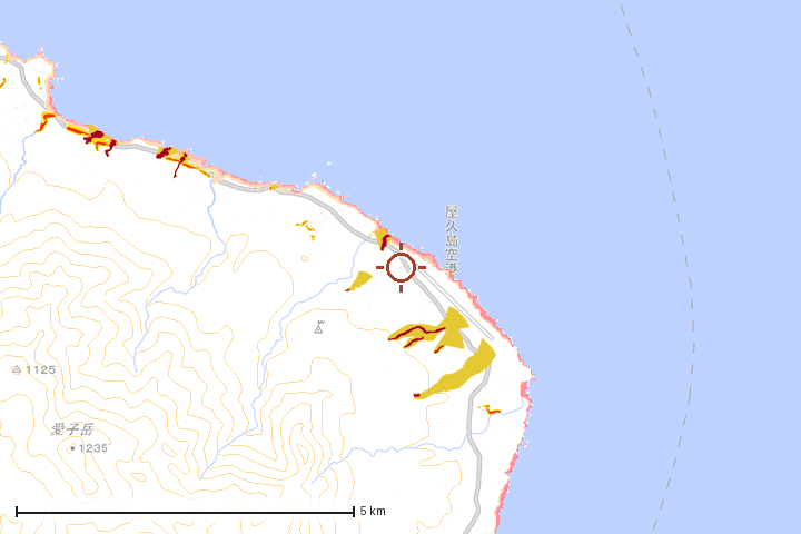 屋久島町周辺のハザード重ね図
