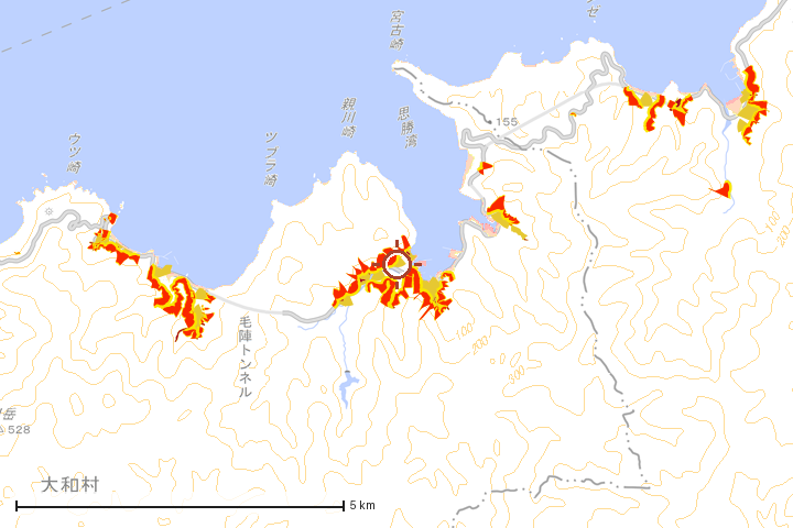 大和村周辺のハザード重ね図