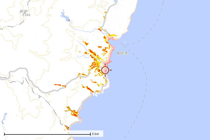 徳之島町周辺のハザード重ね図
