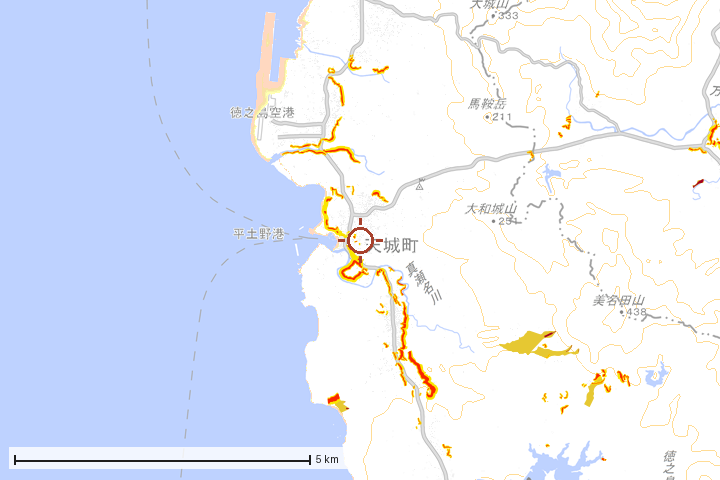 天城町周辺のハザード重ね図