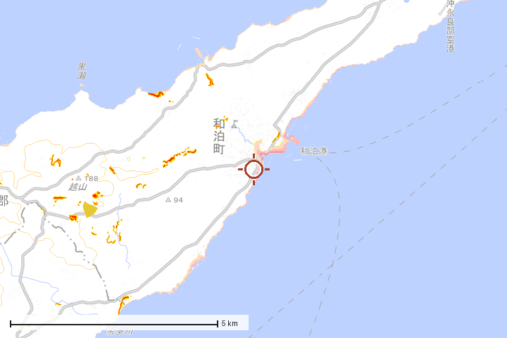 和泊町周辺のハザード重ね図