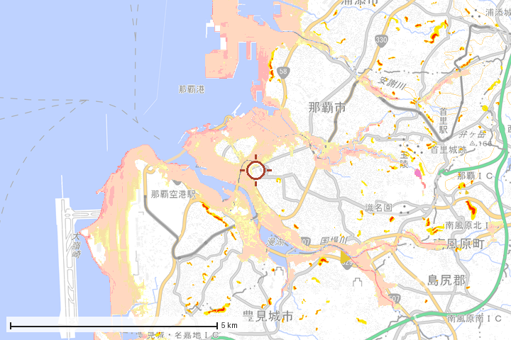 那覇市周辺のハザード重ね図