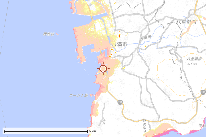 糸満市周辺のハザード重ね図