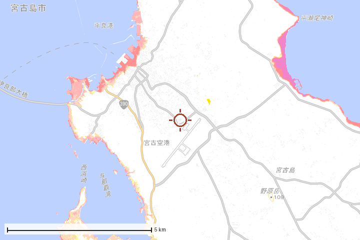 宮古島市周辺のハザード重ね図
