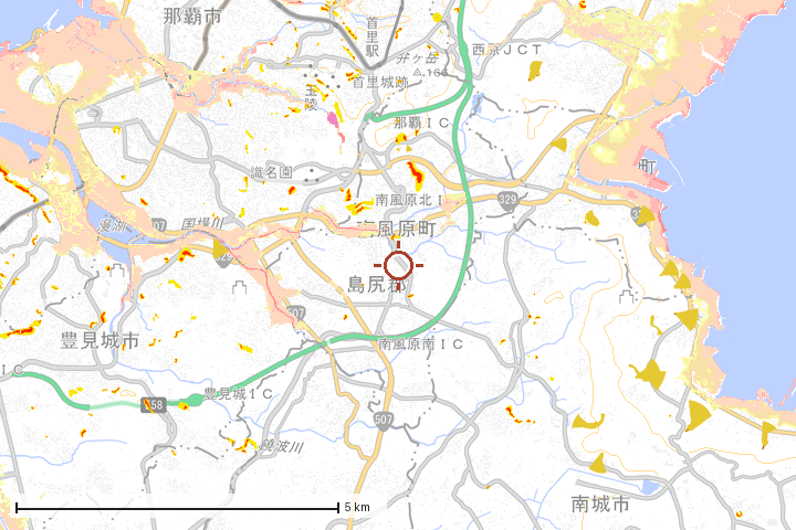 南風原町周辺のハザード重ね図