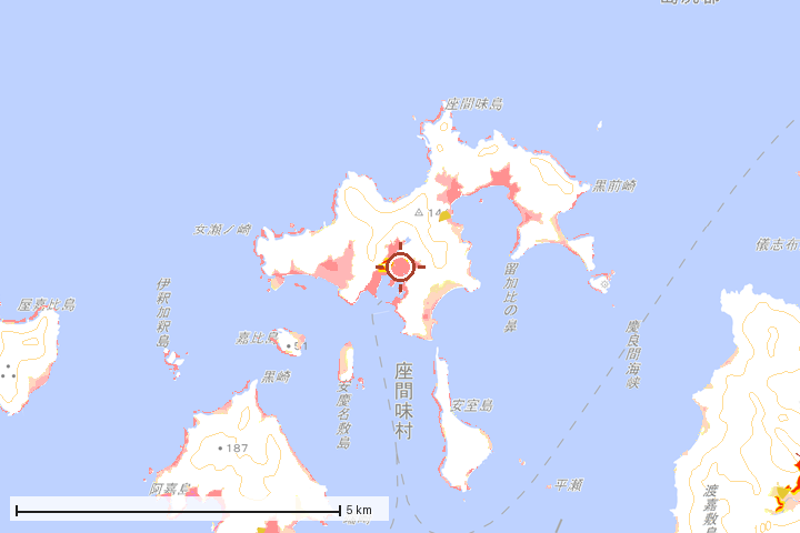 座間味村周辺のハザード重ね図