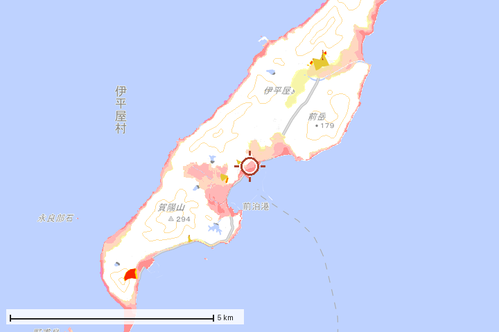 伊平屋村周辺のハザード重ね図