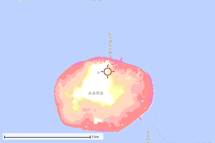 多良間村周辺のハザード重ね図