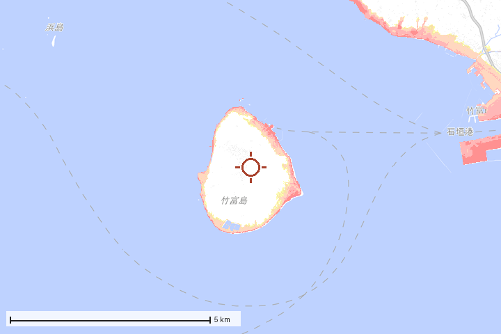 竹富町周辺のハザード重ね図