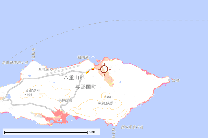 与那国町周辺のハザード重ね図